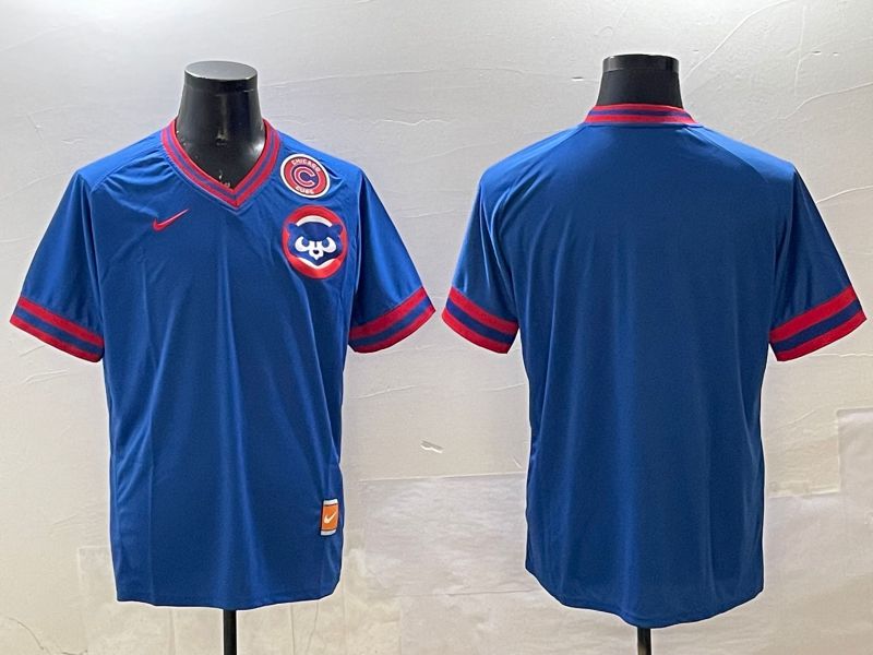 Men Chicago Cubs Blank Blue Throwback Game 2025 Nike MLB Jersey style 3